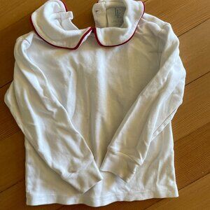 Little English Piped Peter Pan Shirt, Red 3y